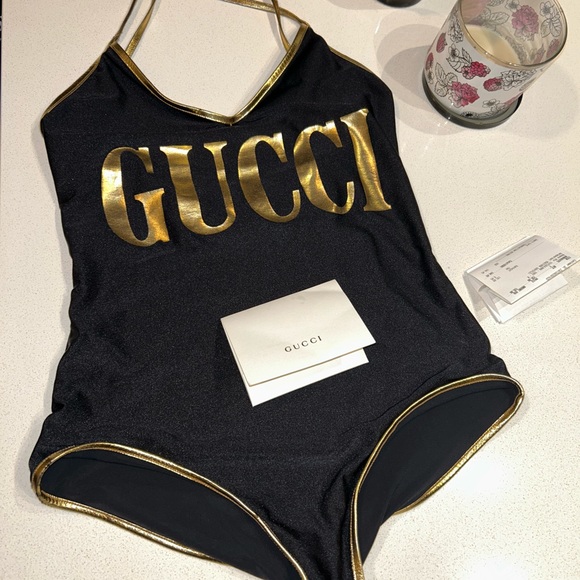Gucci Swim Gucci One Piece Black And Gold Bathing Suit 0 Authentic
